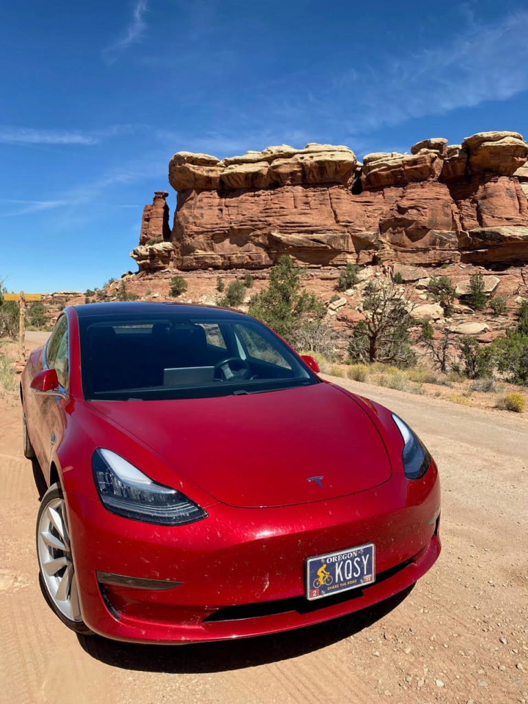 tesla road trip through canyonlands